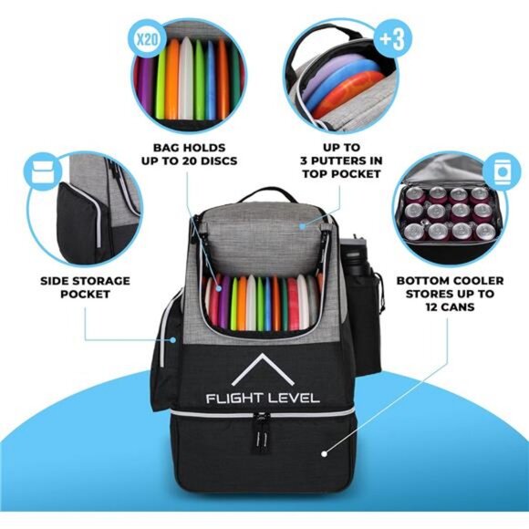 Disc Golf Backpack with Insulated Cooler Frisbee Disc Golf Bag | up to 20 Discs - Picture 3 of 8